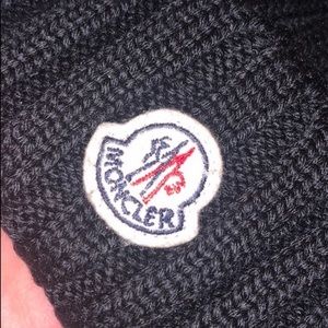 Moncler Fur Pom-Pom Logo knit beanie in black